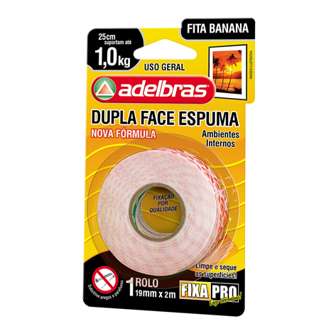 Fita dupla face espuma 19x2 mt adelbras-7898544625543