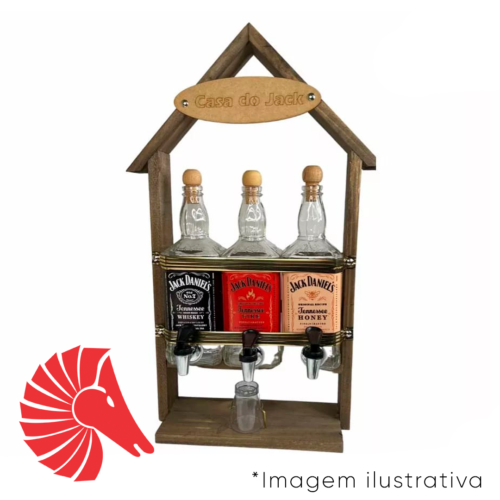 Pingometro madeira com 3 garrafas-7157376101015